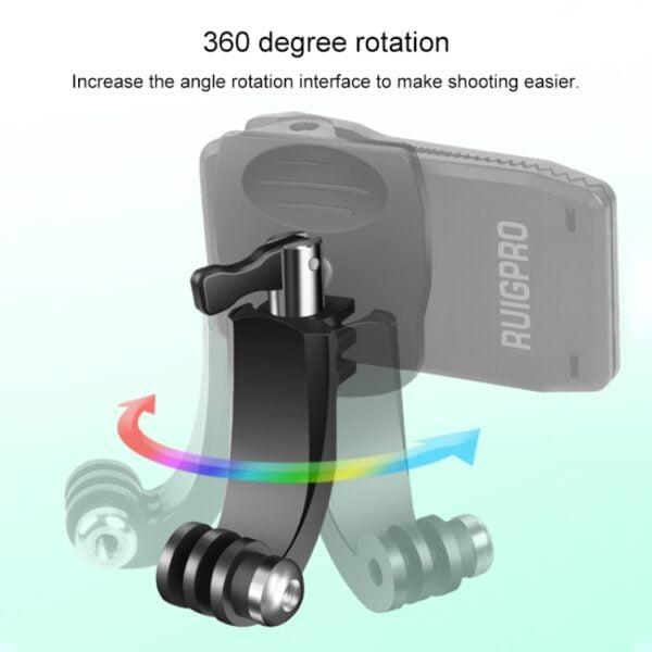 RUIGPRO 360 Degree Rotation J-Type Backpack Rec-Mounts Clip Clamp Mount with Screw for GoPro HERO9 Black / HERO8 Black /HERO7 /6 /5, DJI Osmo Action, Xiaoyi and Other Action Cameras - Image 6