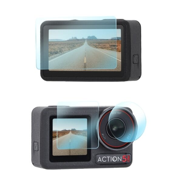 For DJI Osmo Action 5 Pro Sunnylife 3 in 1 Lens Protector Front and Rear Screen Tempered Glass Films - Image 2