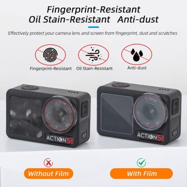 For DJI Osmo Action 5 Pro Sunnylife 3 in 1 Lens Protector Front and Rear Screen Tempered Glass Films - Image 8