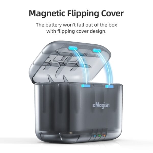 For Insta360 X4 AMagisn Dual Battery Charging Box Transparent Battery Storage Compartment - Image 5