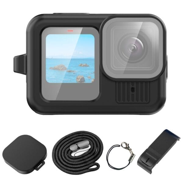 For GoPro HERO13 Black PULUZ Silicone Protective Case Side Interface Cover with Wrist Strap & Lens Cover - Image 10