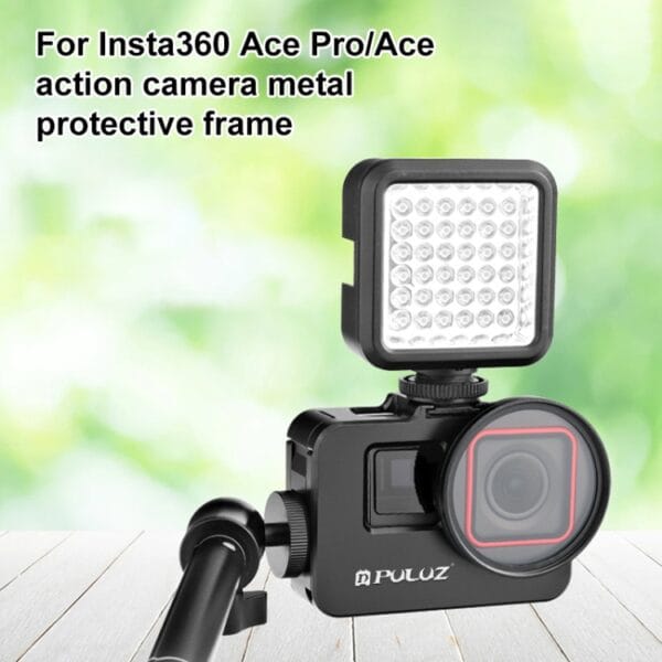 For Insta360 Ace Pro / Ace PULUZ Metal Rabbit Cage Adapter Frame with 52mm UV Filter & Adapter Ring - Image 2