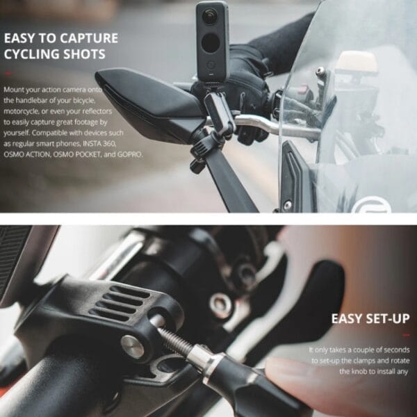 PGYTECH Action Camera Handlebar Mount For Insta360 ONE / ONE R / OSMO Action / GoPro - Image 4