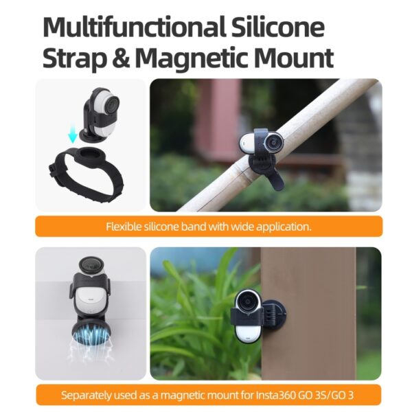 For Insta360 GO 3S / GO 3 Sunnylife Camera Strap Magnetic Mount Drone Mount Silicone Wristband Backpack Stripe, For Insta360 GO 3S / GO 3 - Image 3