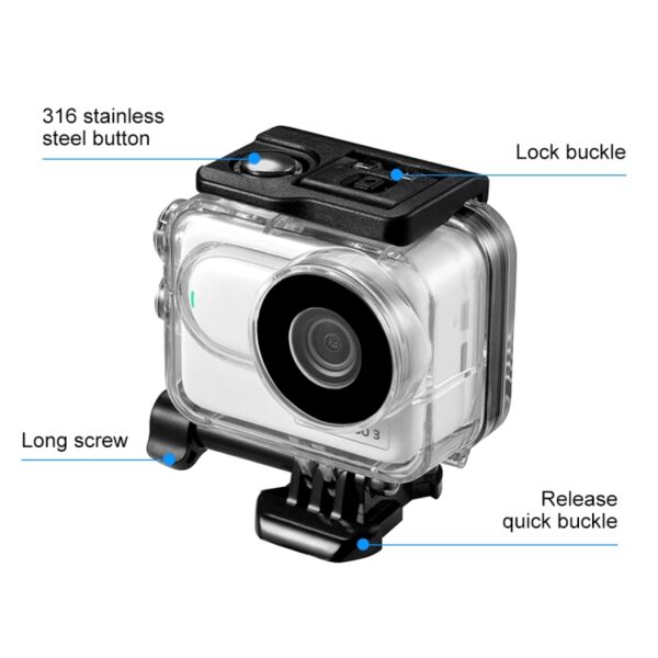 For Insta360 GO 3 PULUZ 60m Underwater Waterproof Housing Case with Base Adapter & Screw, Waterproof Housing Case - Image 4
