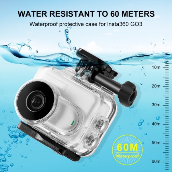 For Insta360 GO 3 PULUZ 60m Underwater Waterproof Housing Case with Base Adapter & Screw, Waterproof Housing Case - Image 5