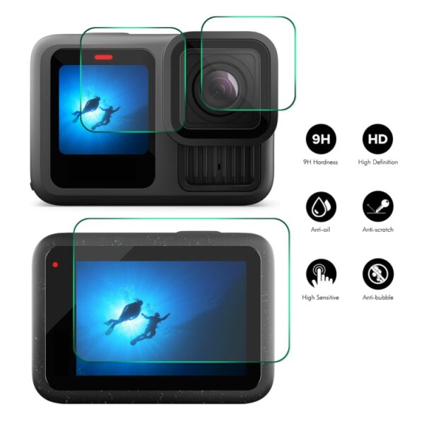 ENKAY 0.2mm 9H Tempered Glass Screen Protector Front ＆ Back Camera Film, For GoPro HERO13 Black - Image 2