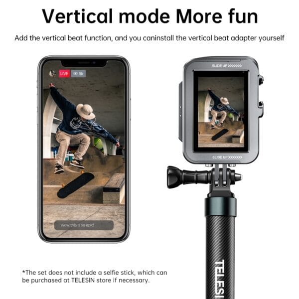 TELESIN Aluminium Alloy Frame Case For GoPro Hero11 Black / HERO10 Black / HERO9 Black ,Spec:, Regular Models, Vertical Shooting Set - Image 4