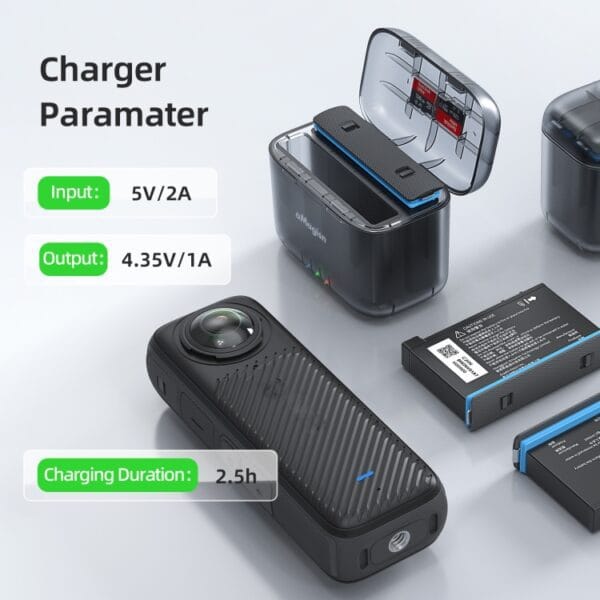 For Insta360 X4 AMagisn Dual Battery Charging Box Transparent Battery Storage Compartment - Image 7