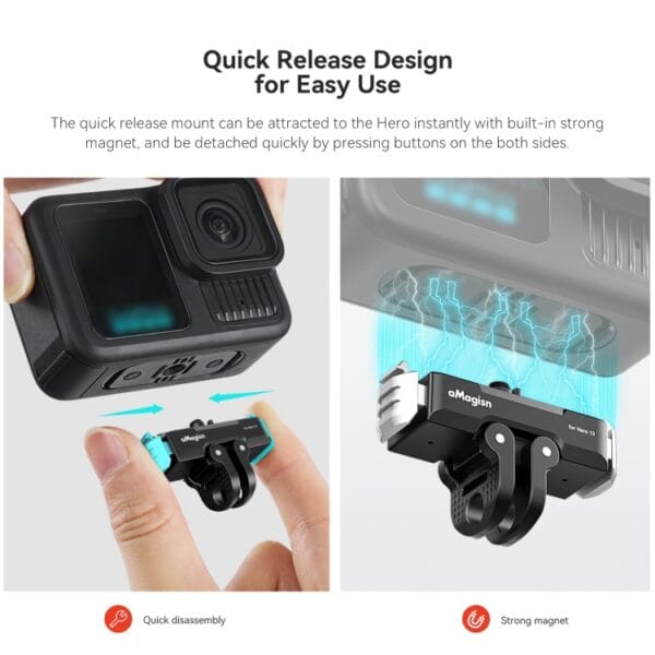 For GoPro HERO13 Black aMagisn Metal Magnetic Quick Release Base Dual Interface Adapter - Image 4