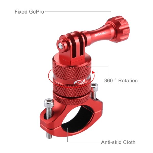 PULUZ 360 Degree Rotation Bike Aluminum Handlebar Adapter Mount with Screw for GoPro, Insta360, DJI and Other Action Cameras, China Stock (Red), China Stock (Blue), China Stock (Black) - Image 7