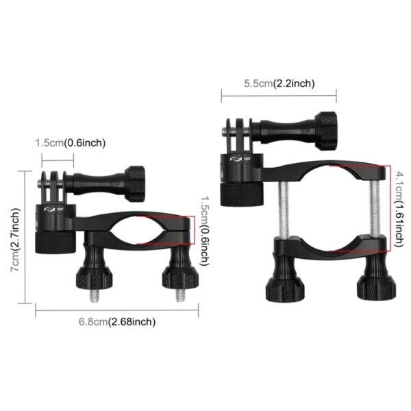 PULUZ 360 Degree Rotation Bike Aluminum Handlebar Adapter Mount with Screw for GoPro, Insta360, DJI and Other Action Cameras - Image 4