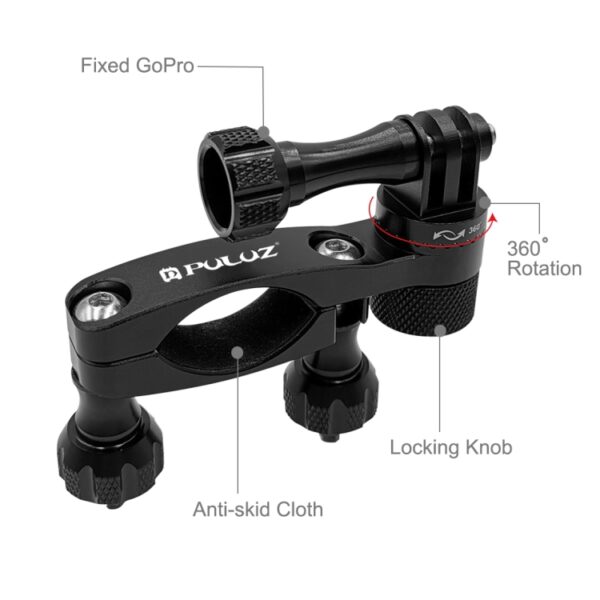 PULUZ 360 Degree Rotation Bike Aluminum Handlebar Adapter Mount with Screw for GoPro, Insta360, DJI and Other Action Cameras - Image 5
