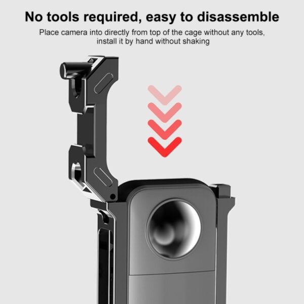 For Insta360 X3 PULUZ Metal Protective Cage Rig Housing Frame with Expand Cold Shoe Base & Tripod Adapter, Metal Cage US Stock, Metal Cage - Image 4
