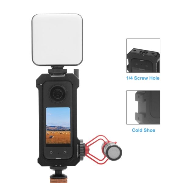 For Insta360 X3 PULUZ Metal Protective Cage Rig Housing Frame with Expand Cold Shoe Base & Tripod Adapter, Metal Cage US Stock, Metal Cage - Image 6