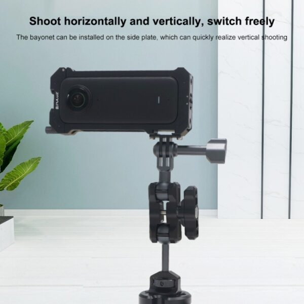 For Insta360 X3 PULUZ Metal Protective Cage Rig Housing Frame with Expand Cold Shoe Base & Tripod Adapter, Metal Cage US Stock, Metal Cage - Image 8