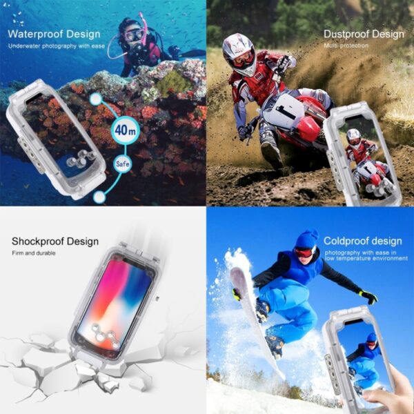 For iPhone X / XS PULUZ 40m/130ft Waterproof Diving Case, Photo Video Taking Underwater Housing Cover, For iPhone X / XS(White) - Image 12